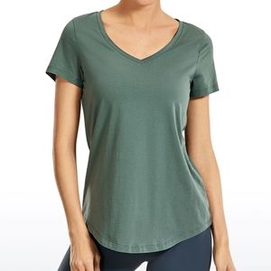 NWOT CRZ Yoga Pima Cotton Short Sleeve V Neck